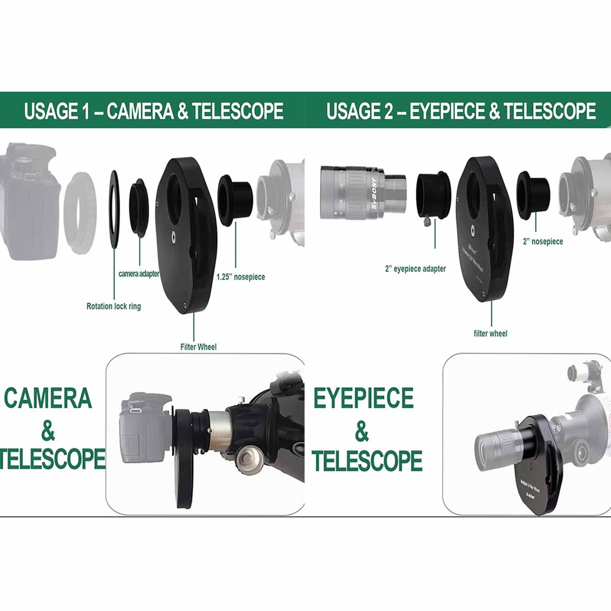2 hüvelykes szűrőkereke 5 pozícióval - SVBONY