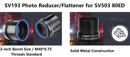 Réducteur de Focale 0.8X 2" SV193 para Telescópios SV503 ED - SVBONY
