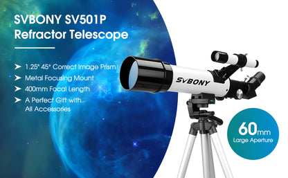 Télescope Réfracteur 60mm/400mm pour l'Astronomie - SVBony