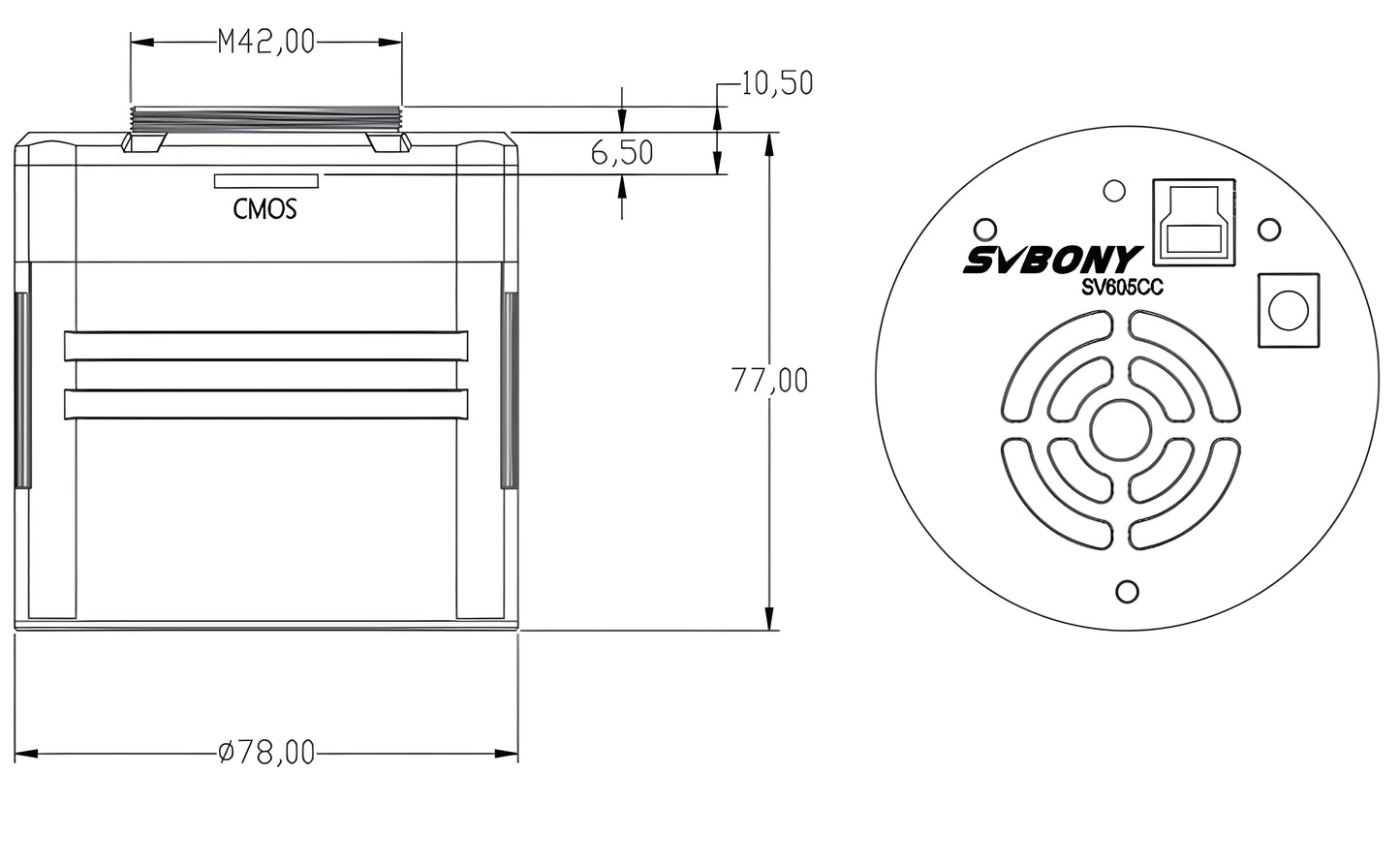 Cámara Astronómica de Color de 1" SV605CC con Refrigeración TEC - SVBONY