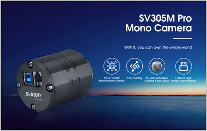 SV305M Monokroma Planetaarikamera CMOS IMX290 -sensoreilla ja ST4-ohjauksella