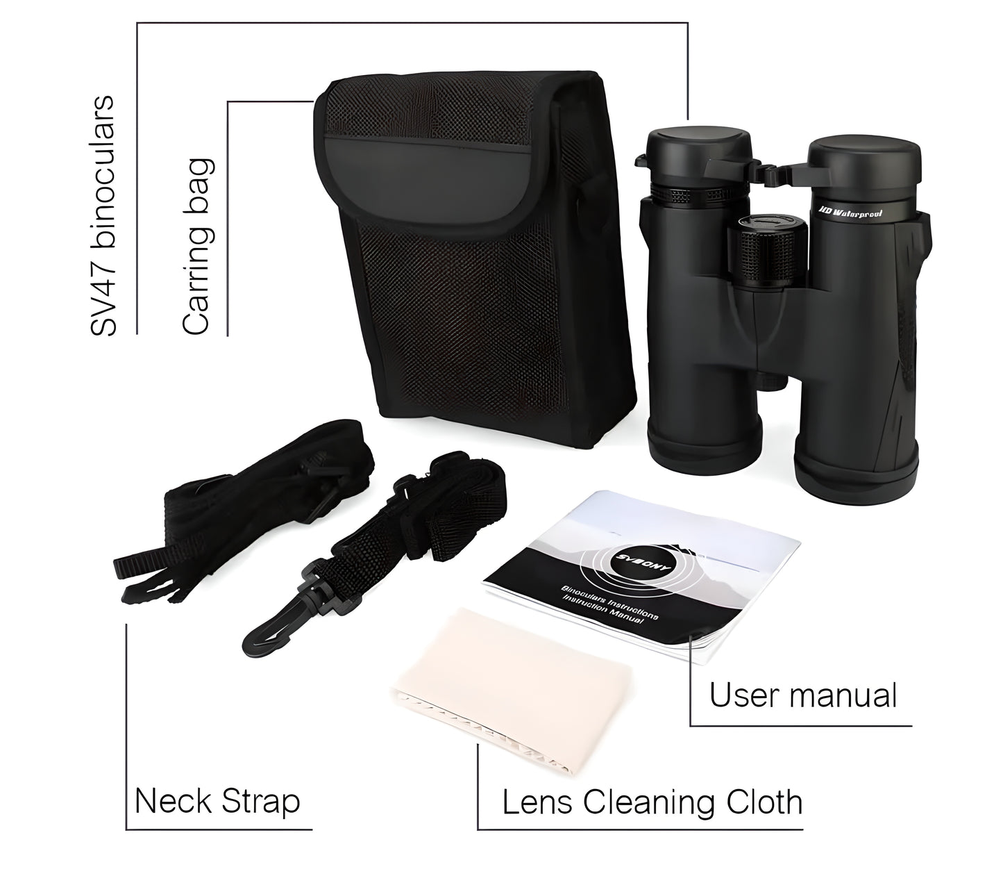 SV47 HD Binoculars with BAK4 Prisms and FMC Lenses for Hunting, Birdwatching, and Wildlife Observation - Svbony