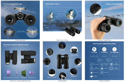 SV47 HD Binoculars with BAK4 Prisms and FMC Lenses for Hunting, Birdwatching, and Wildlife Observation - Svbony