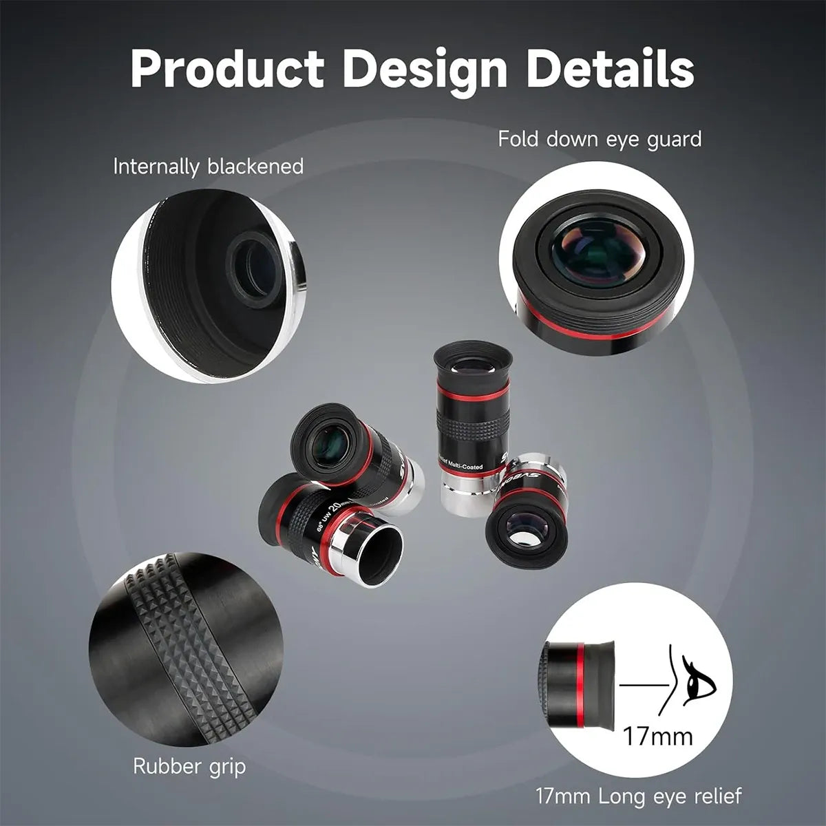 Oculaires Ultra Grand Angle 68° - 6mm, 9mm, 15mm, 20mm - SVBONY