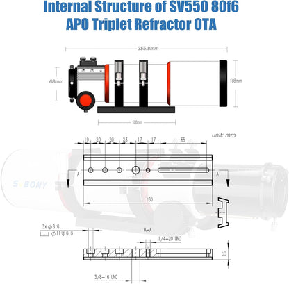 SVBONY SV550 APO Triplet Réfracteur OTA 80mm F6 - Astronomy Store