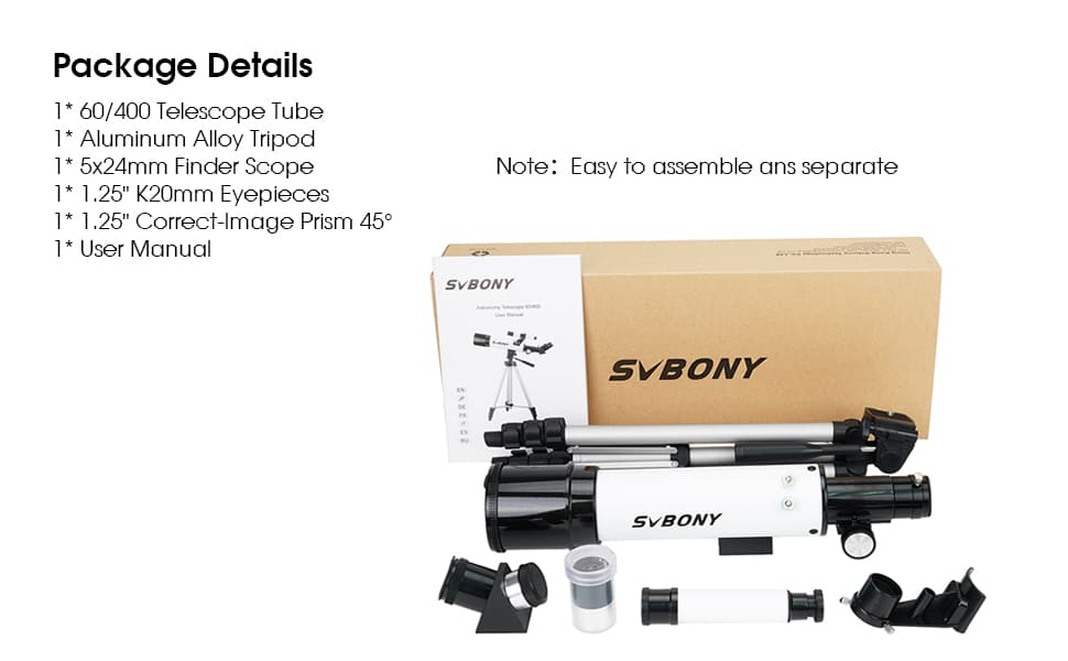 Télescope Réfracteur 60mm/400mm pour l'Astronomie - SVBony