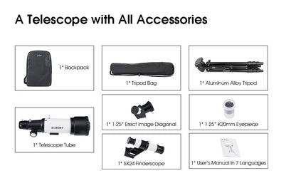 Télescope Réfracteur Portable 70/400 avec Sac à Dos SV501P