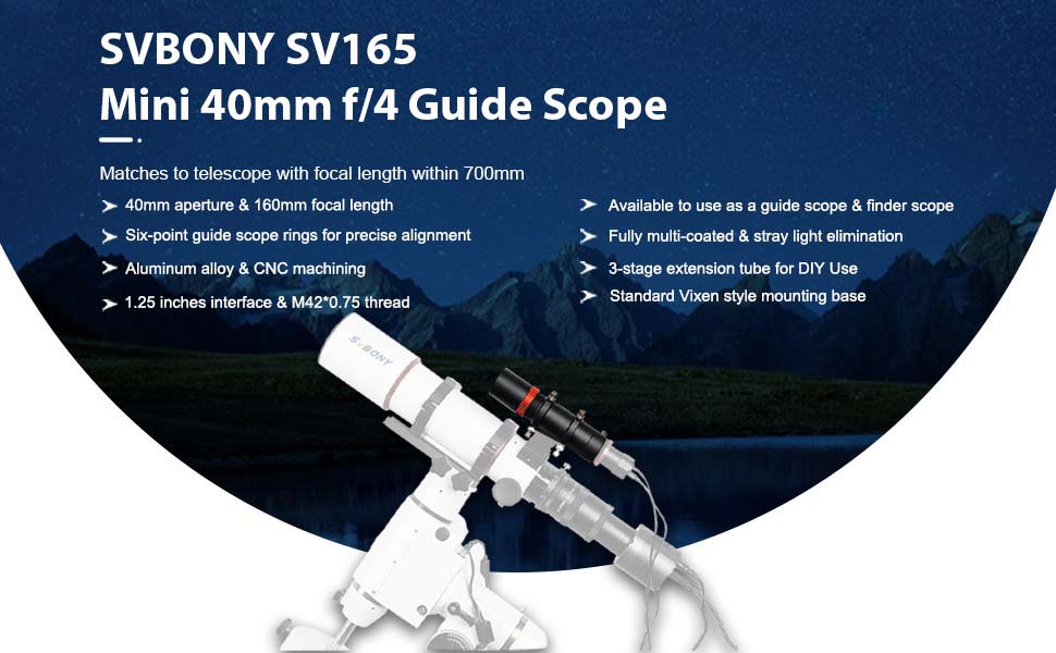 SV165 Mini Guide Scope 40mm pour l'astronomie - SVBONY