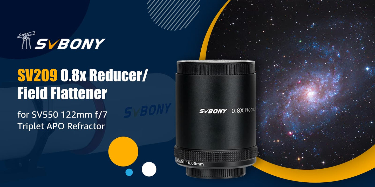 Réducteur de Focale 0.8X SV209 pour Télescope SV550 122mm f/7