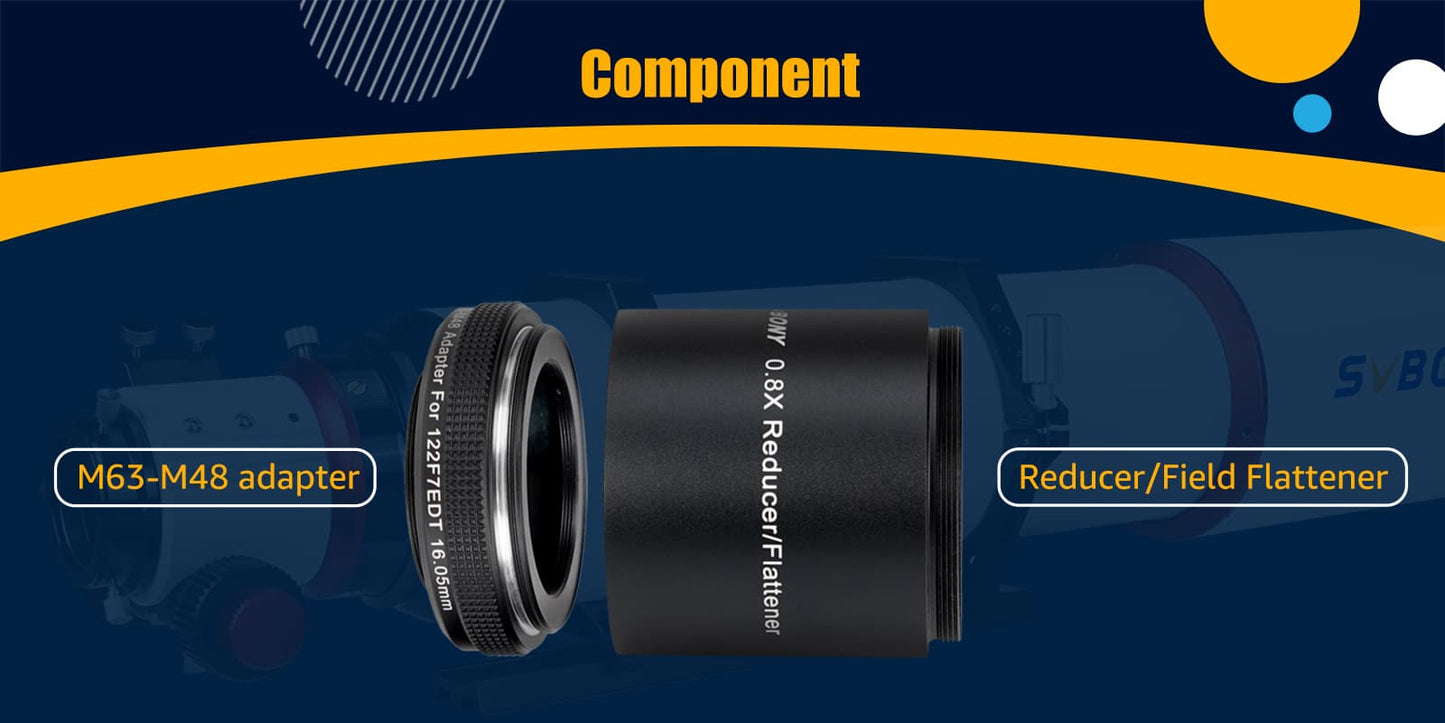 Réducteur de Focale 0.8X SV209 pour Télescope SV550 122mm f/7