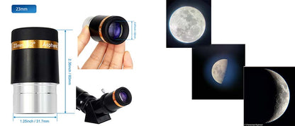 Oculaire Asphérique Grand Angle 62° 4mm/10mm/23mm pour Télescopes 1,25"