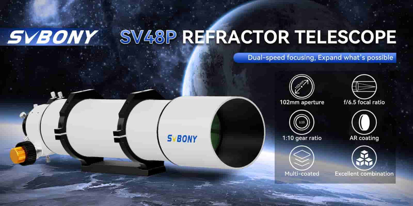 Télescope Réfracteur Achromatique SV48P - Observation Détaillée du Ciel Profond