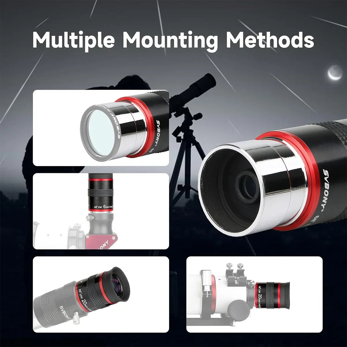 Oculaires Ultra Grand Angle 68° - 6mm, 9mm, 15mm, 20mm - SVBONY