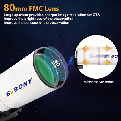 SVBONY SV503 APO Doublet Réfractor OTA 80mm F7 ED