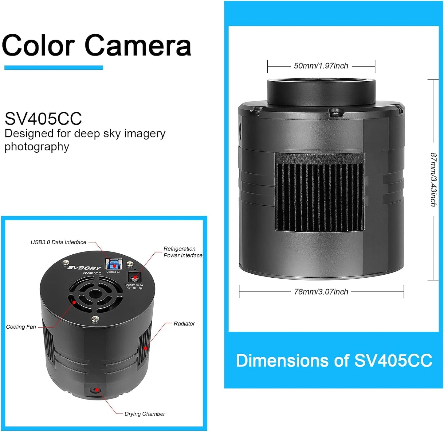 SV405CC Caméra Couleur Refroidie TEC 11.7MP - SVBONY - Astronomy Store