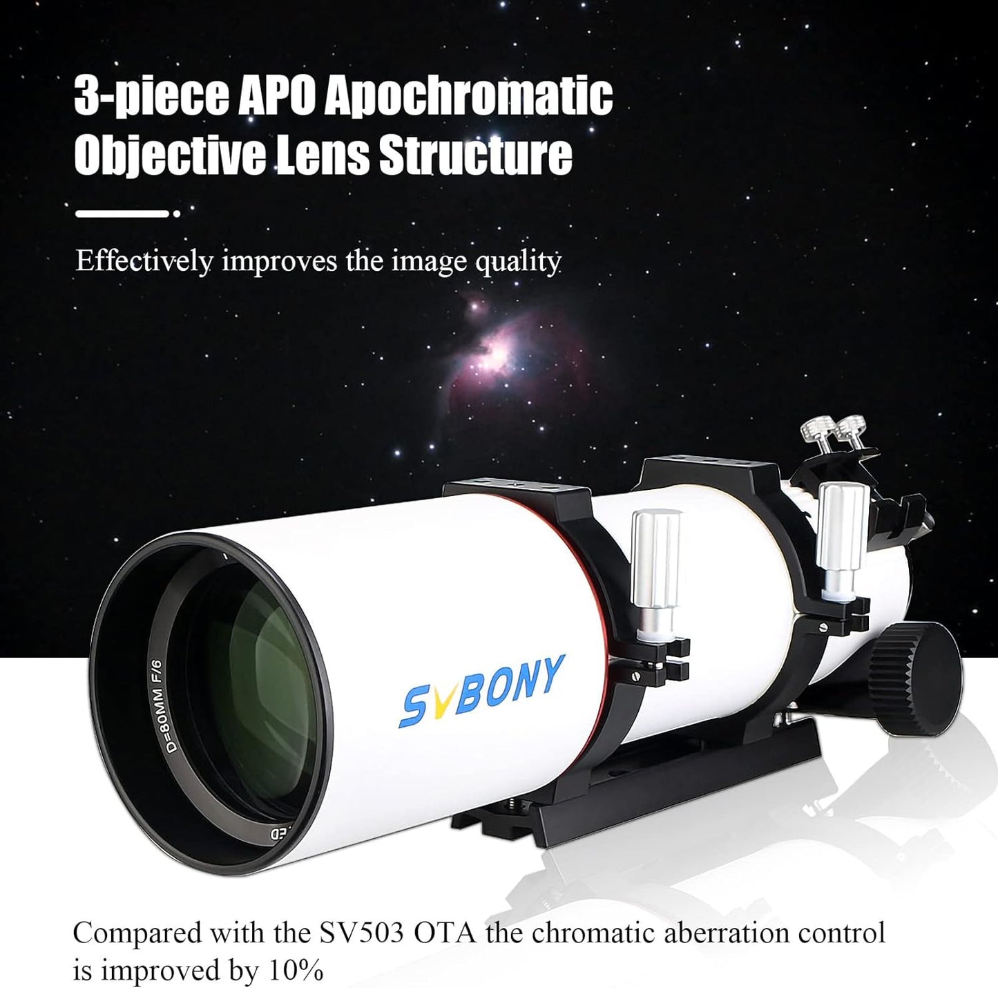 SVBONY SV550 APO Triplet Réfracteur OTA 80mm F6 - Astronomy Store