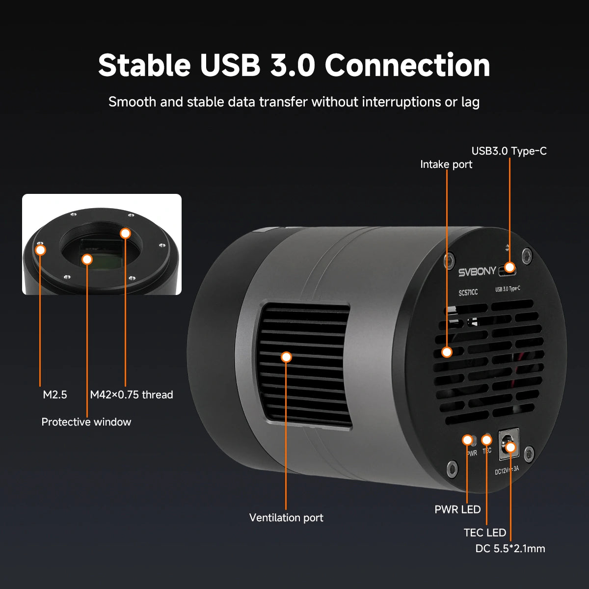 Caméra Refroidie Couleur APS-C SVBONY SC571CC pour imagerie du ciel profond - SVBONY
