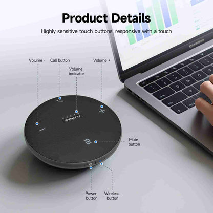Microphone omnidirectionnel Bluetooth SVHub Omni2 pour réunions intelligentes