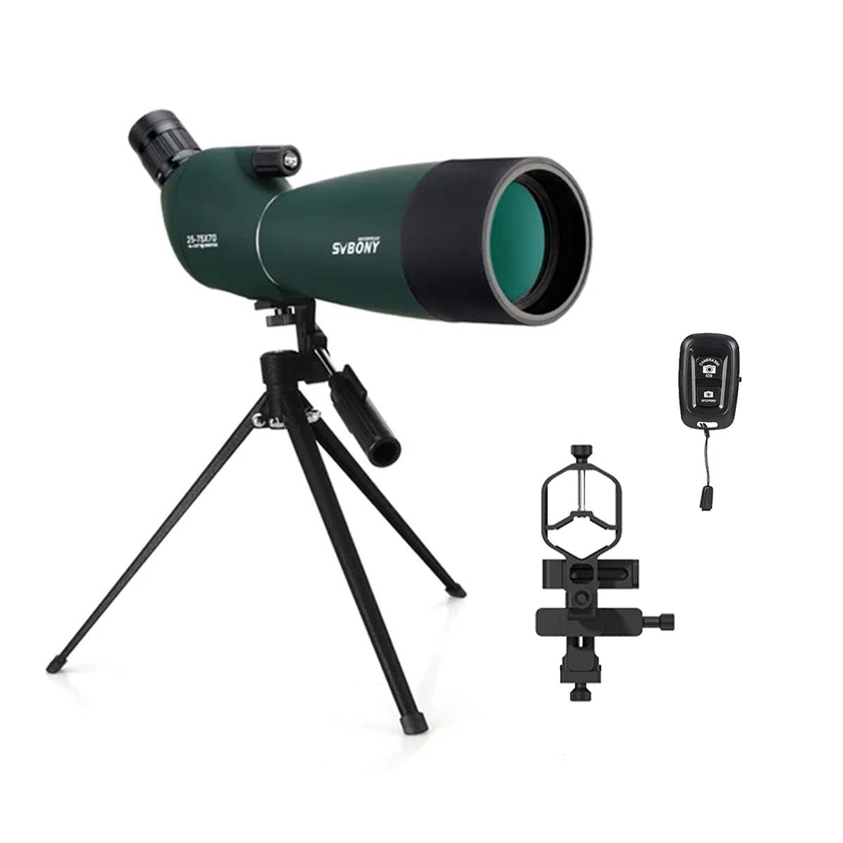 Longue-vue SVBONY SV28 Plus 25–75×70 avec adaptateur smartphone