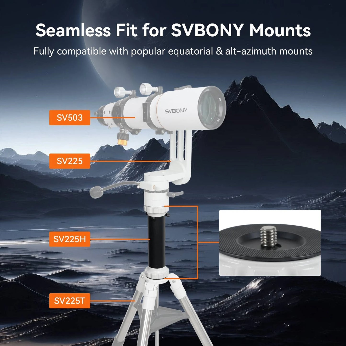 Monture Mini Alt-Azimuth SV225 à Réglage Fin pour Télescope - SVBONY