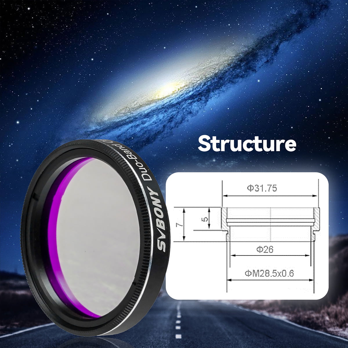 Filtre de Télescope 7nm Dual-Band 1.25 pouces pour Astrophotographie - SVBONY