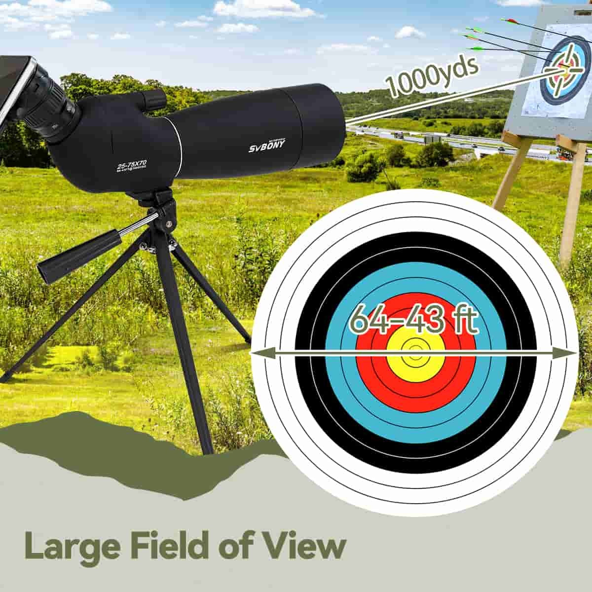 Longue-vue SVBONY SV28 Plus 25–75×70 pour photographie au smartphone