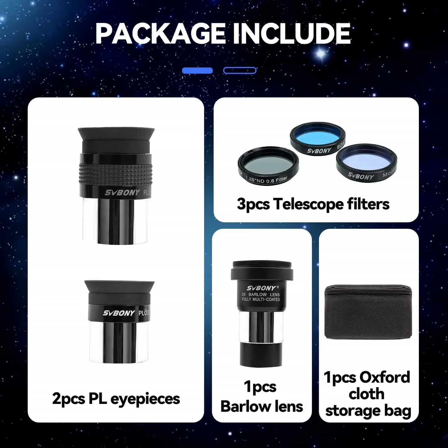 SV233 Telescope Accessory Kit 7 Pieces - SVBONY