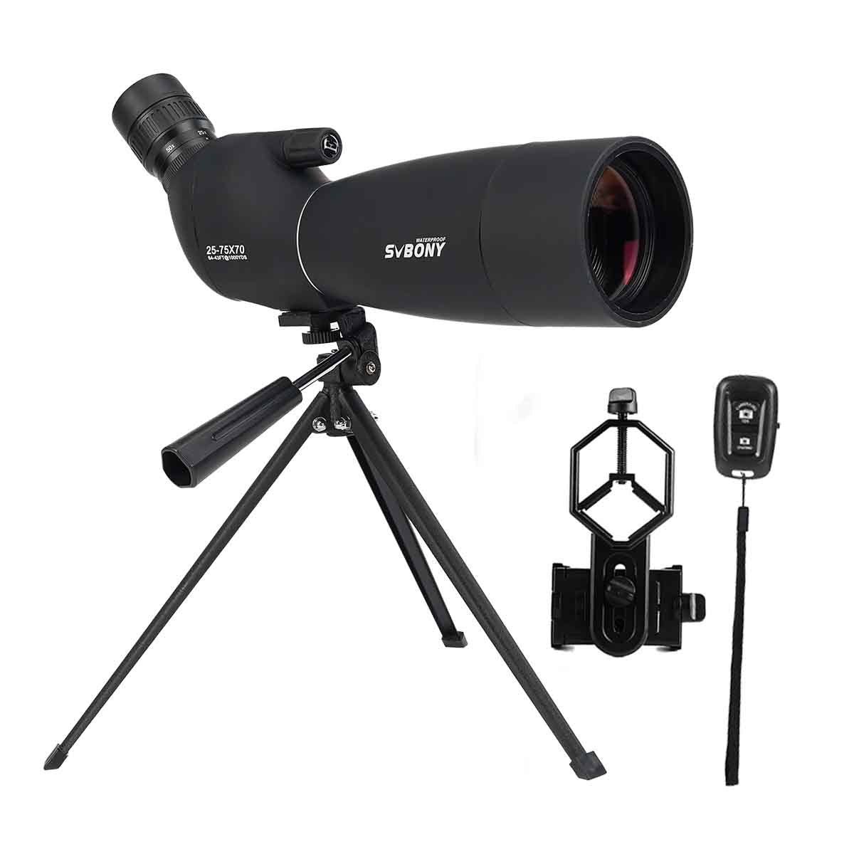 Longue-vue SVBONY SV28 Plus 25–75×70 pour photographie au smartphone