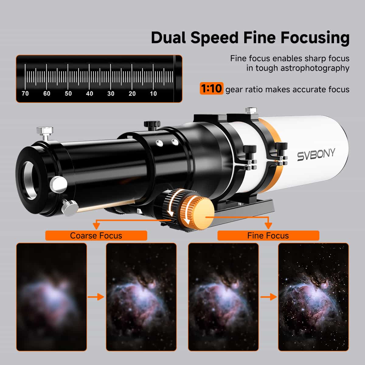 Lunette ED 70mm f/6.78 Quadruplet avec Champ Plat Intégré pour l’Astrophotographie - SVBONY