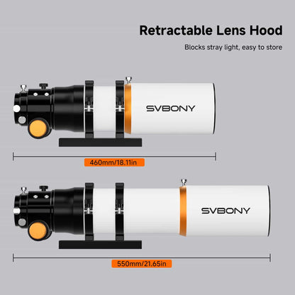 Lunette ED 70mm f/6.78 Quadruplet avec Champ Plat Intégré pour l’Astrophotographie - SVBONY