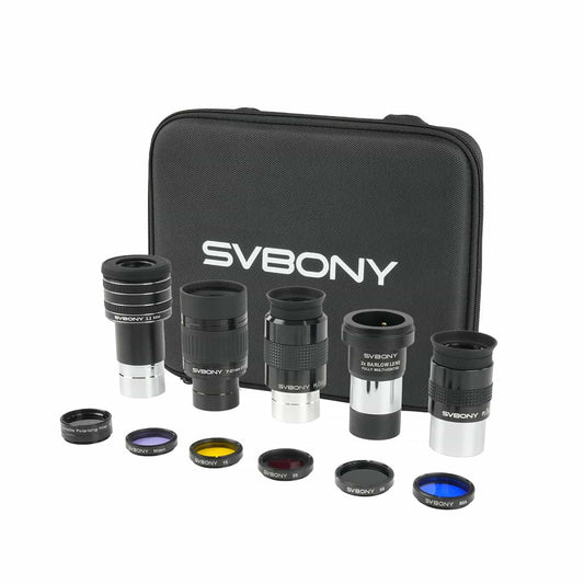 Kit d’Accessoires Télescope 1,25" Deluxe avec Oculaires, Filtres et Lentille Barlow - Svbony