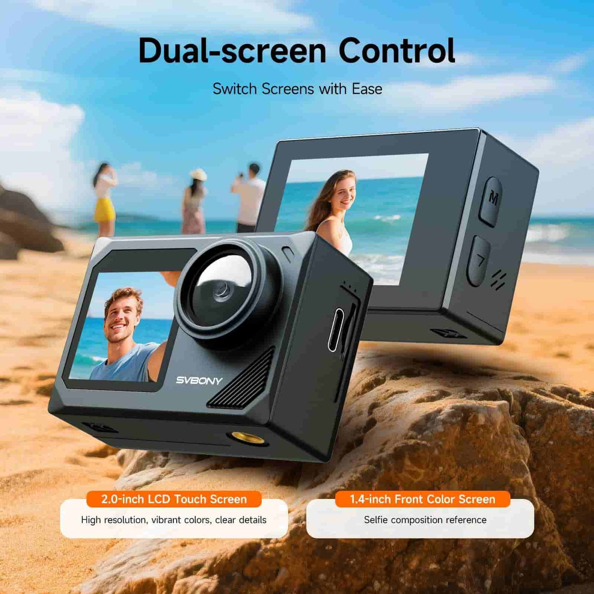 4K/30fps водонепроникна камера дії IPX8 30м з 6-вісною EIS та 5x зумом - SVbony