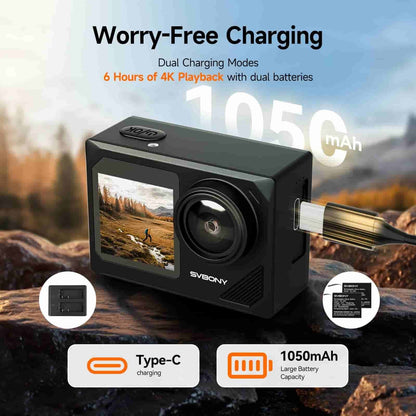 4K/30fps водонепроникна камера дії IPX8 30м з 6-вісною EIS та 5x зумом - SVbony