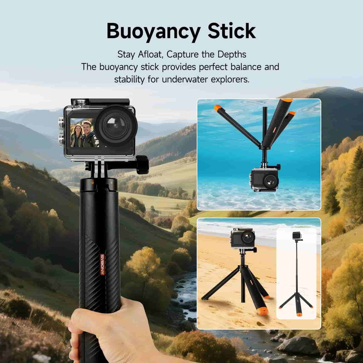 4K/30fps водонепроникна камера дії IPX8 30м з 6-вісною EIS та 5x зумом - SVbony